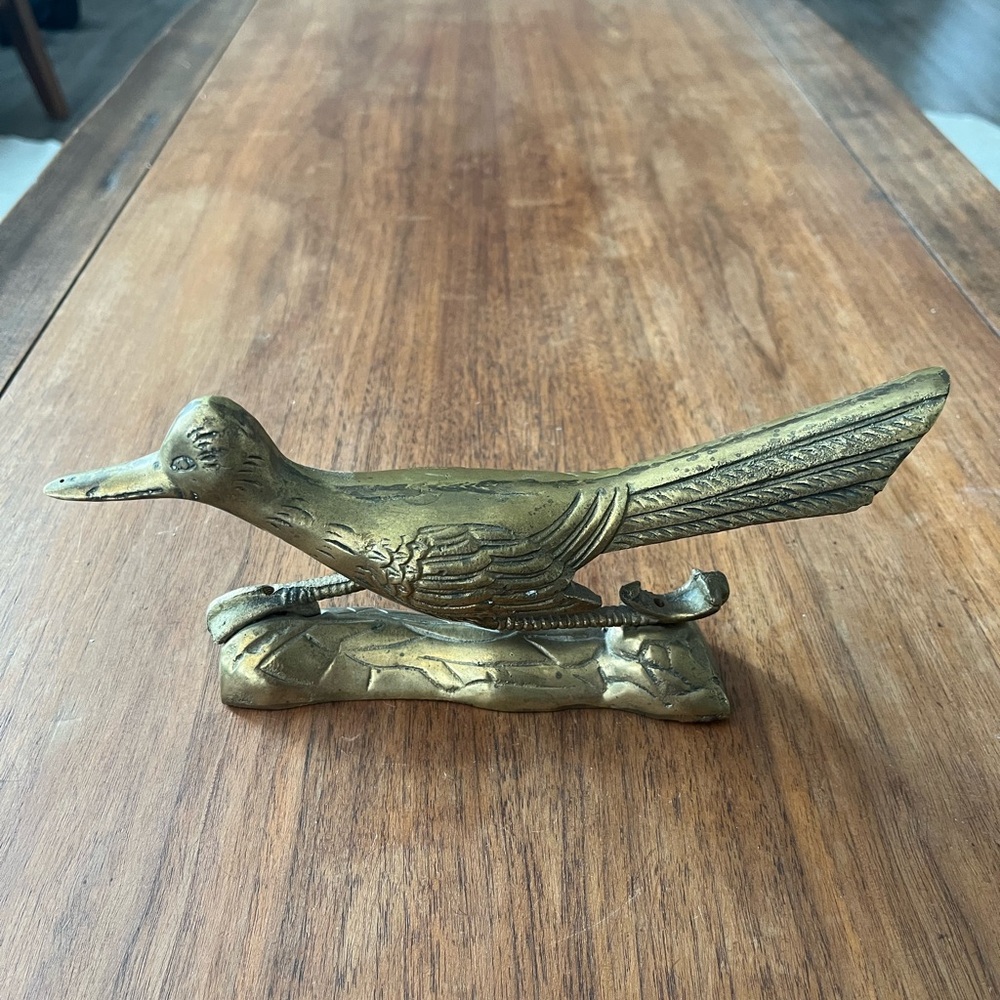 Large Vintage Brass Roadrunner